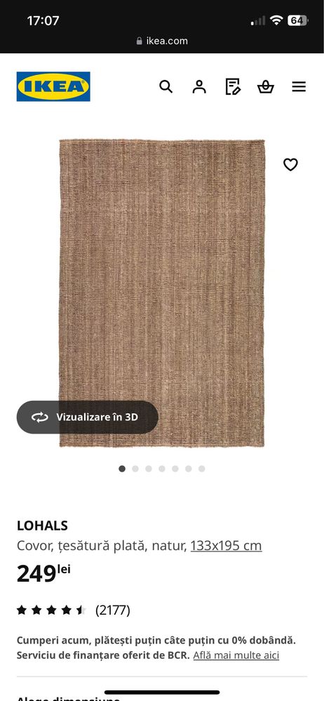 Covor IKEA IUTA Lohals 133x195 cm - impecabil