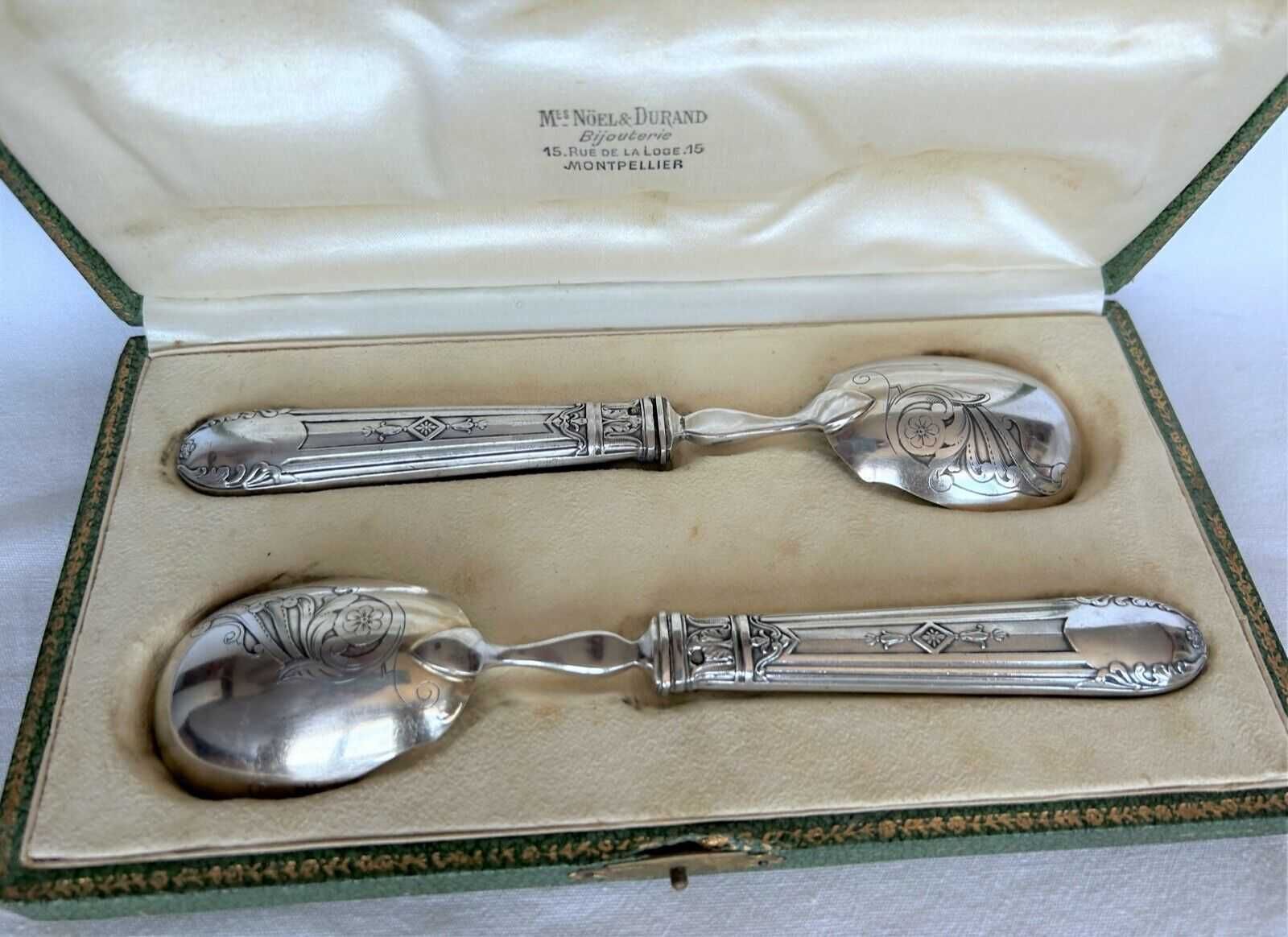 Pereche de linguri de servire Napoleon I argint masiv Minerva