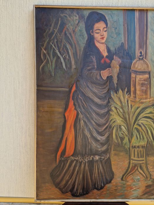 Уникална огромна антикварна майсторска авторска картина масло платно