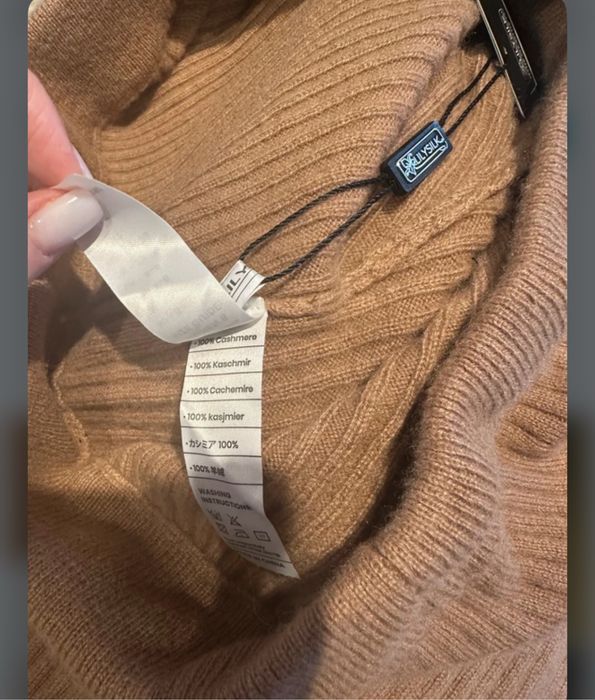 LilySilk Pantaloni casmir evazati cu snur camel maro