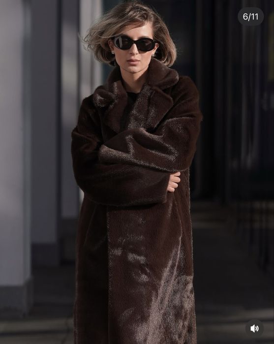 Эко шуба в сером цвете