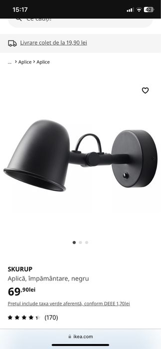 Bec IKEA cu brat reglabil - lumina reglabila (Nou)