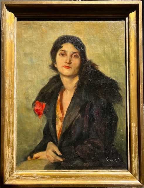 SUPERB! Tablou VECHI, ulei/panza, 70x60cm. Czencz János (1885-1960)