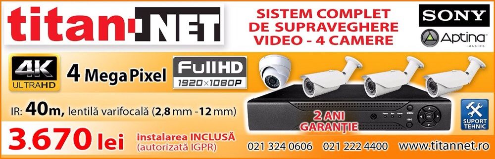 Sistem 4 Camere Supraveghere Video complet 4mp chSONY + Instalare 3670