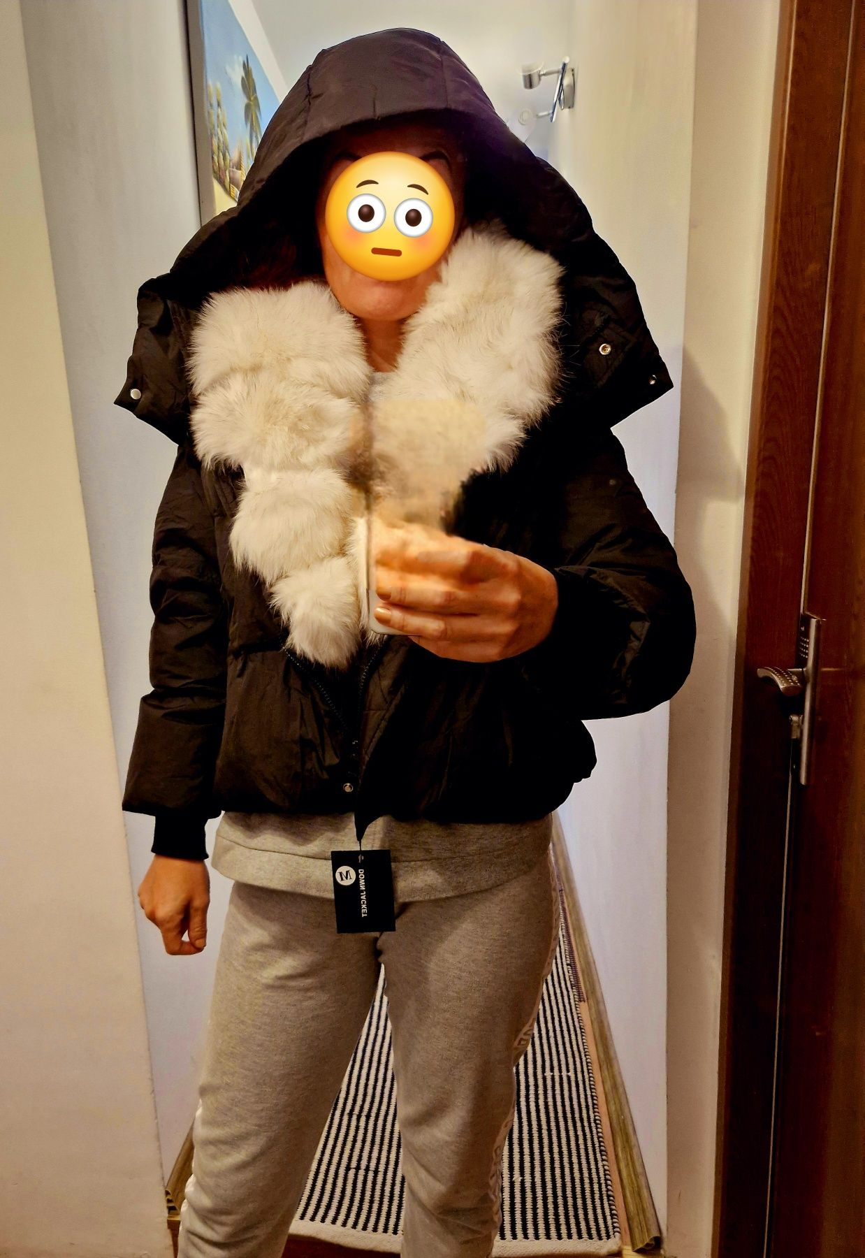Geaca cu umplutura puf si blana naturala