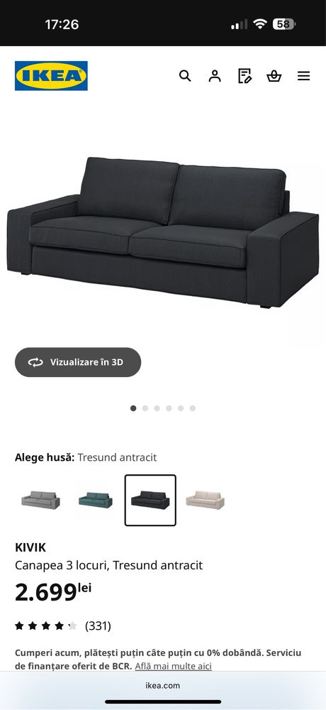 Canapele 3 și 2  locuri kivik ikea