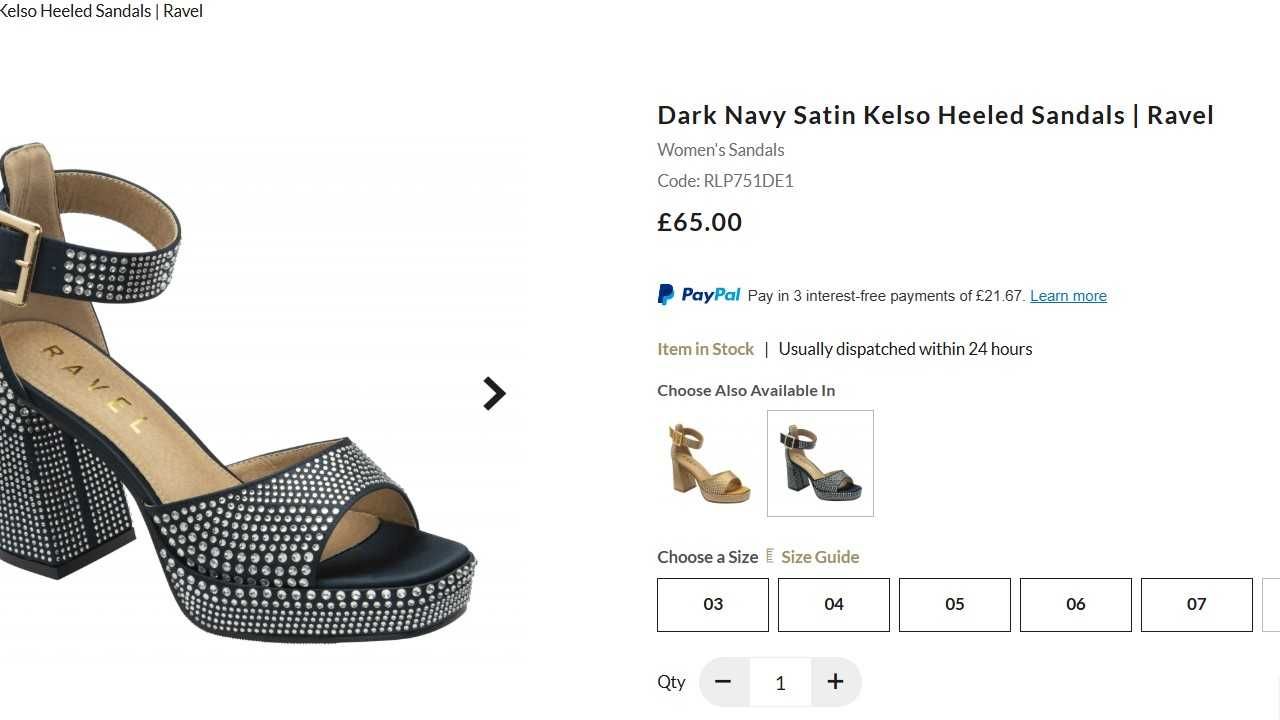Дамски сандали Ravel Dark Navy Satin Kelso Heeled Sandals