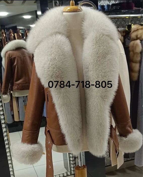 Cojoc dama - Piele si blana naturala