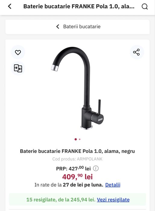 Baterie Franke neagra bucatarie