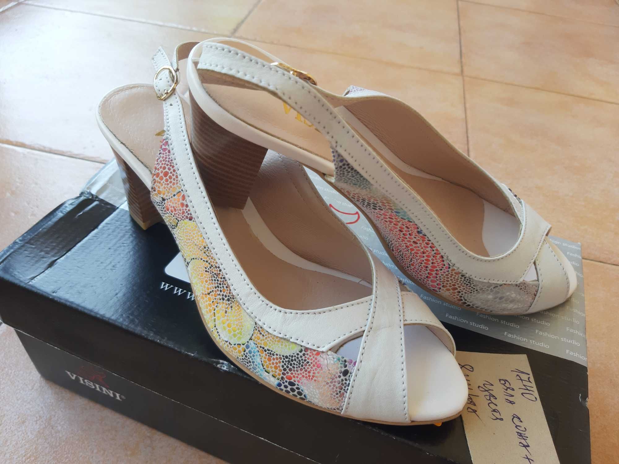 Сандали ЕСТЕСТВЕНА Кожа "VISINI Shoes" с Цветен Принт!НОВИ!№36!