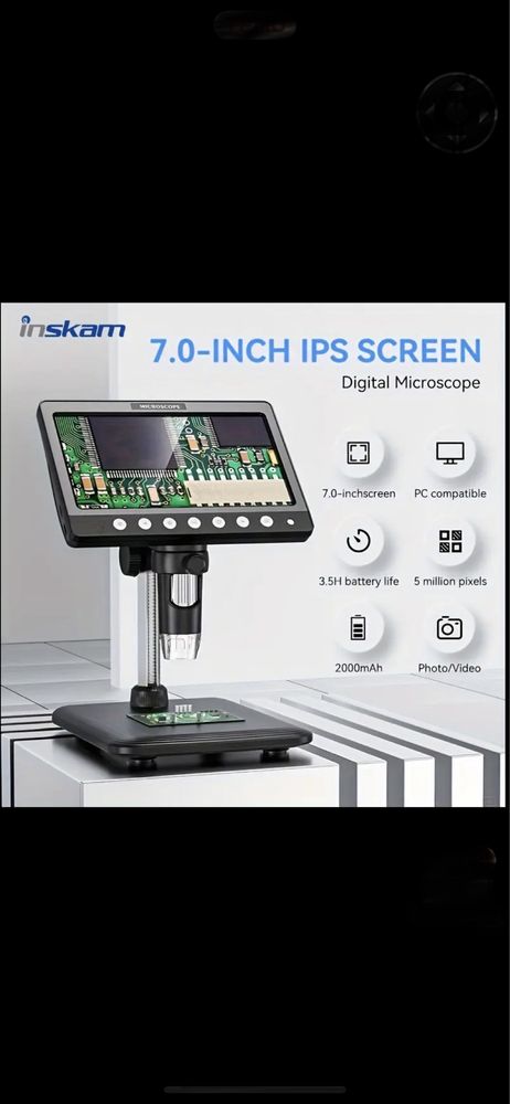 Microscop digital 7 inch ,5MP,compatibil PC.NOU!