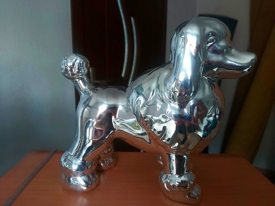 Statuetă decorativă Pudel (Poodle) - design glamour cromat!