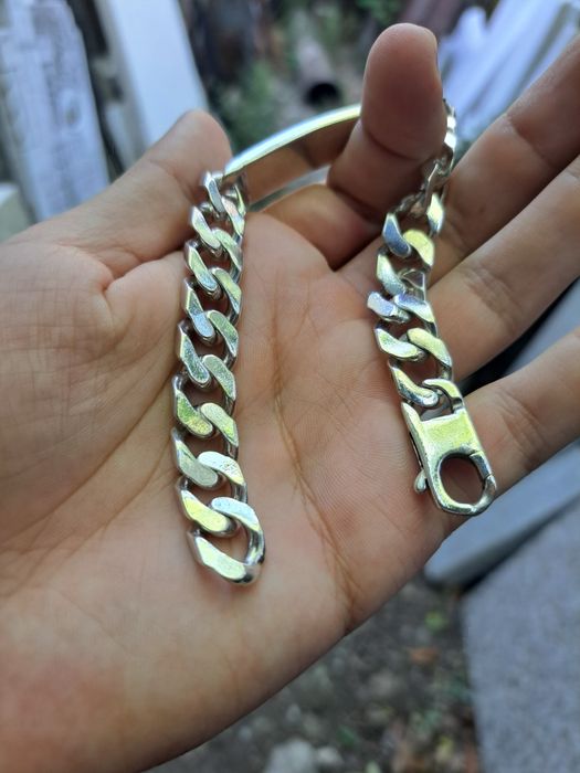 Bratara argint masiv cuban cu placuta