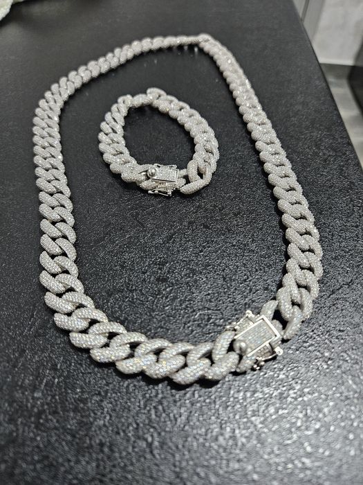 Lant, brățară argint 925, cu pietre zirconiu. Nou!