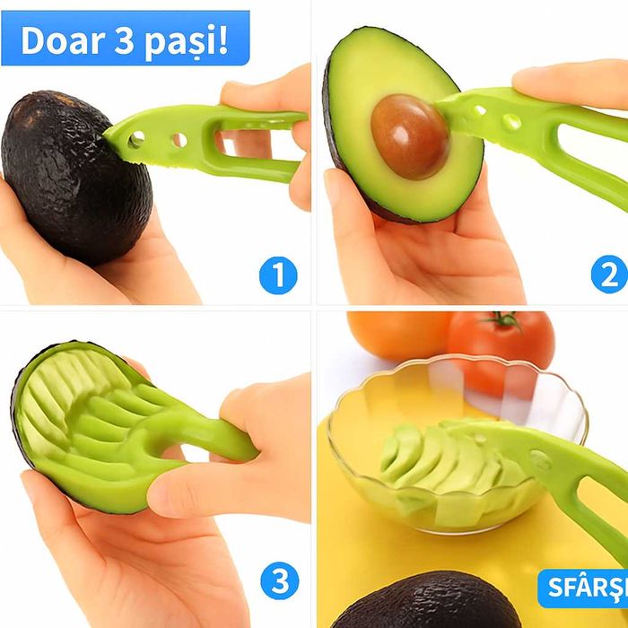 Cutit multifunctional avocado 3-in-1 taiere curatare scoaterea sambure