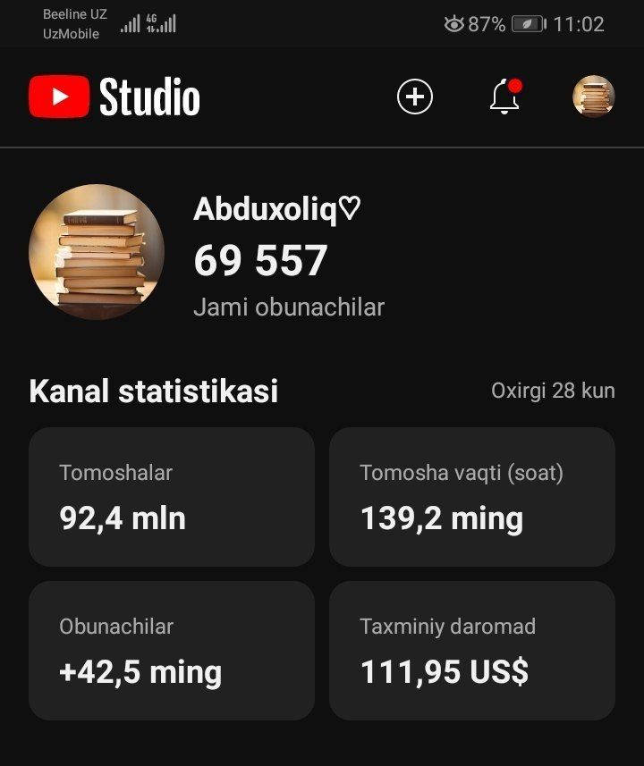 Youtube kanal sotiladi 2500$