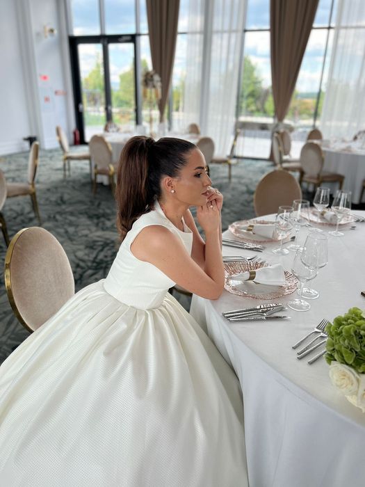 Rochie de mireasa A line, tafta, marimea 38