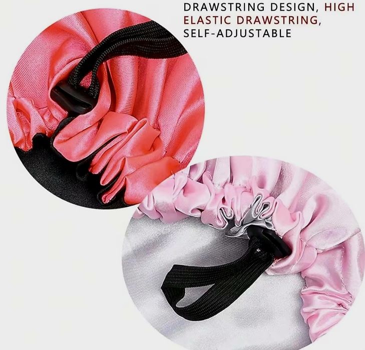 Шапка от сатен боне за сън двулицево ново бежаво и шапманско