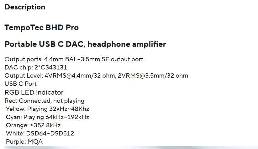 TempoTec USB DAC Sonata BHD Pro  DSD512