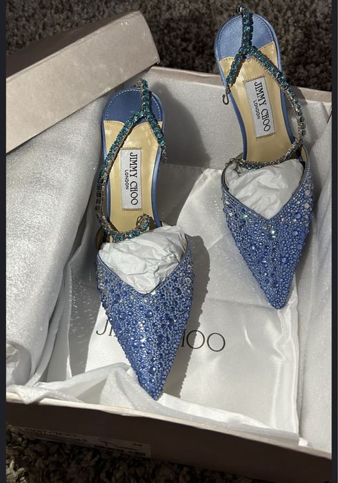 Jimmy Choo Saeda Crystal piele naturala pe stoc