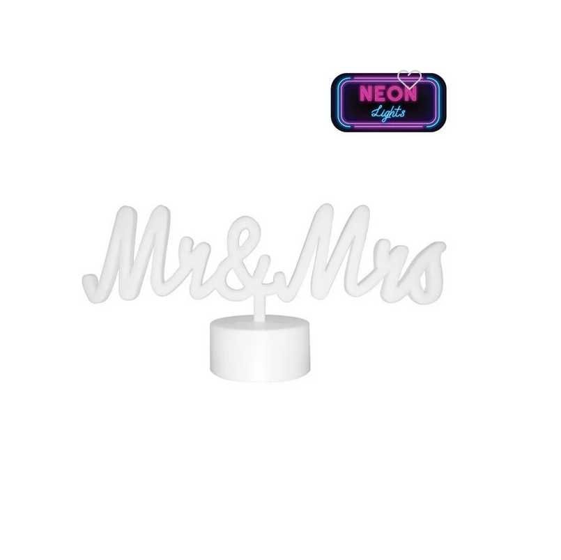 Декоративна настолна табела с 90 бели LED неонови светлини, "Mr&Mrs"