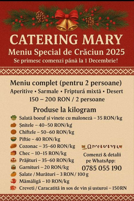 Mâncare pentru orice eveniment,pomana, meniuri zilnice,dulciuri la pre