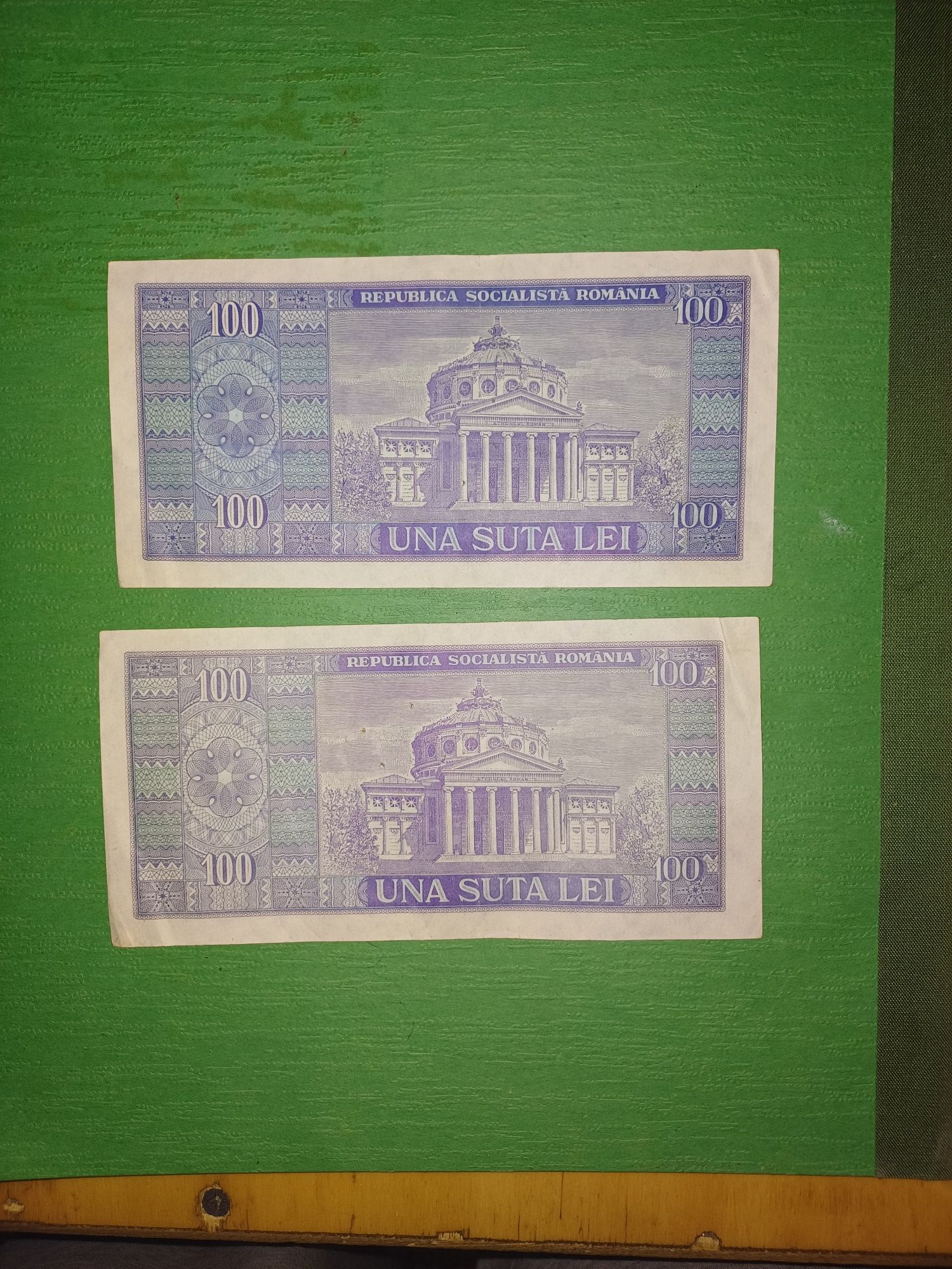 2 bancnote de 100 de lei cu Nicolae Bălcescu din anul 1966
