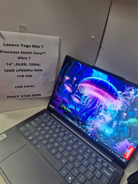 Laptop Lenovo Yoga Slim 7, OLED, 14 inchi, 120hz, Intel Ultra 7