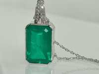 Colier aur 14k cu Chatham emerald si diamante 14ct