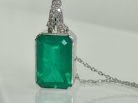 Colier aur 14k cu Chatham emerald si diamante 14ct