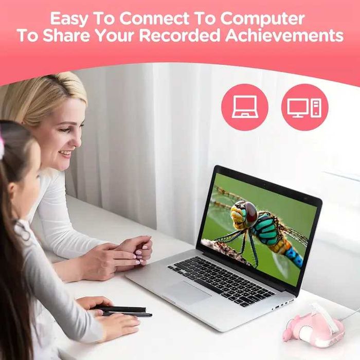 Детски дигитален микроскоп 2MP с 1000x увеличение HD 2 инчa IPS екран