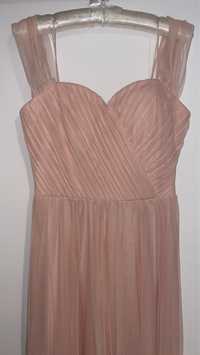 Официална дълга розова рокля