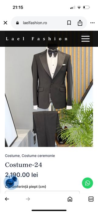Costum de ginere Lael Fashion – mărimea 52, negru, 97% lână