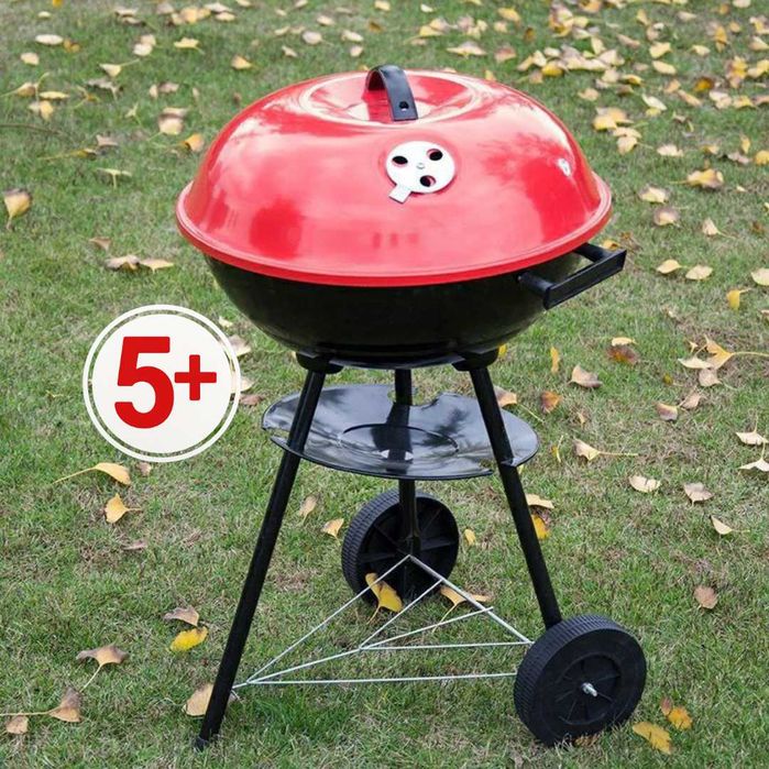 Мангал-гриль с крышкой на колесиках