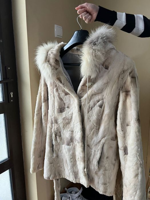 Haină din blană naturală de nurcă – model patchwork S-M