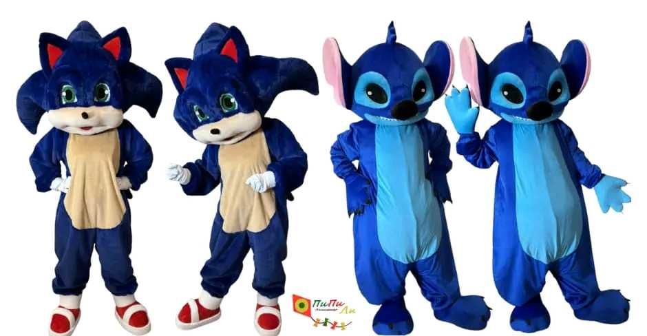 Костюми на Стич и Соник под наем аренда костюмы Стича и Соника