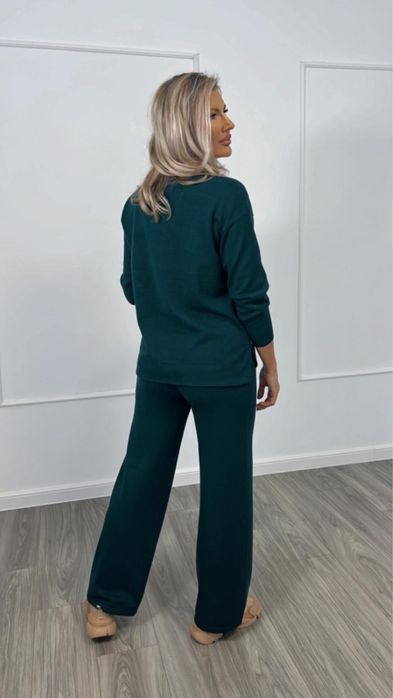 Set bluza si pantaloni mix lana cu tricotaj potrivit sezonului rece