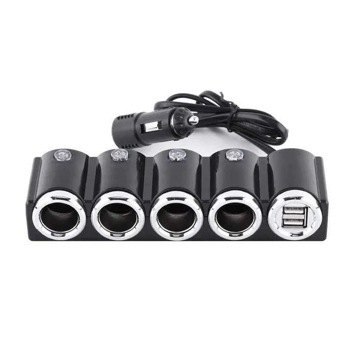 Разклонител от запалка с 2х USB и 4 гнезда за запaлка 12V