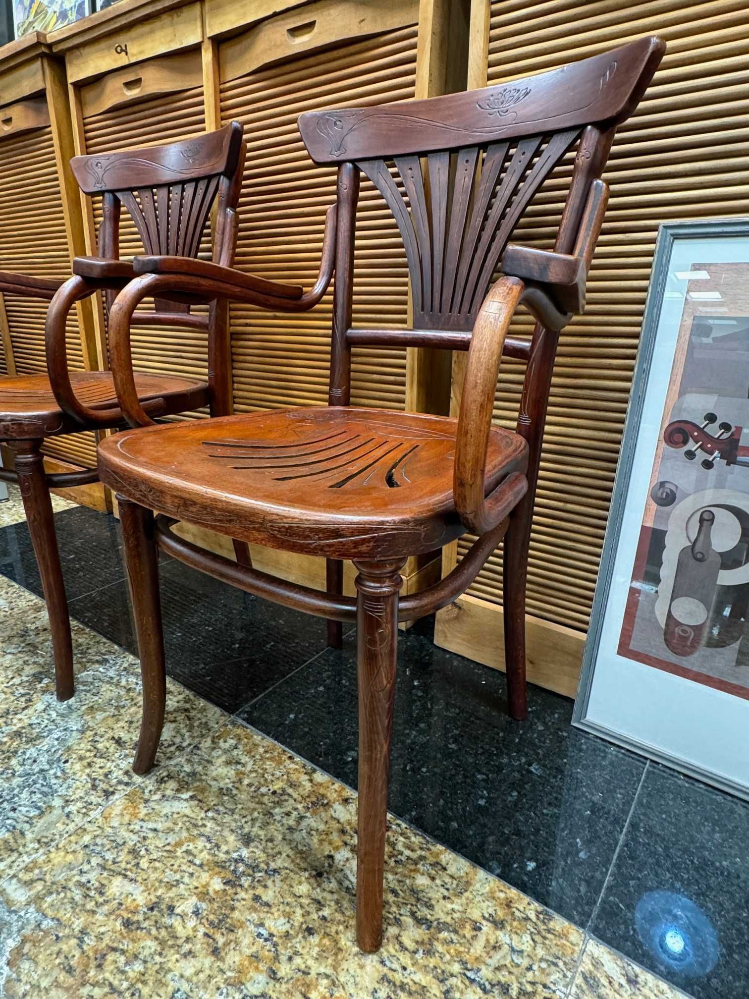 Столове с подлакътници Thonet, Model 221, Vienna Secesion, 1910'