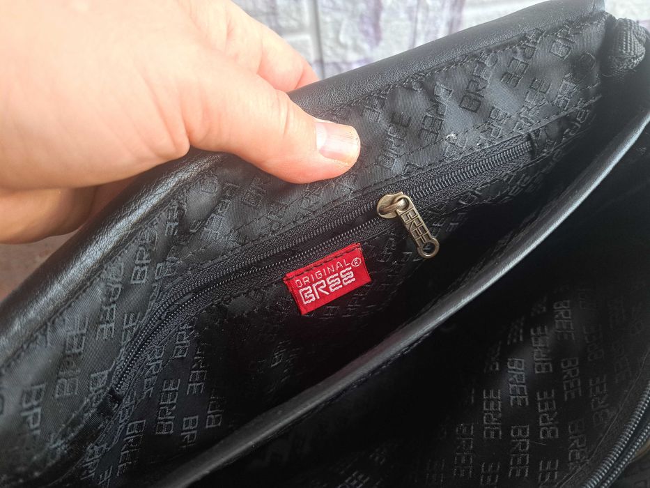 дамска чанта,Bree,малка черна кожена торба-естествена кожа