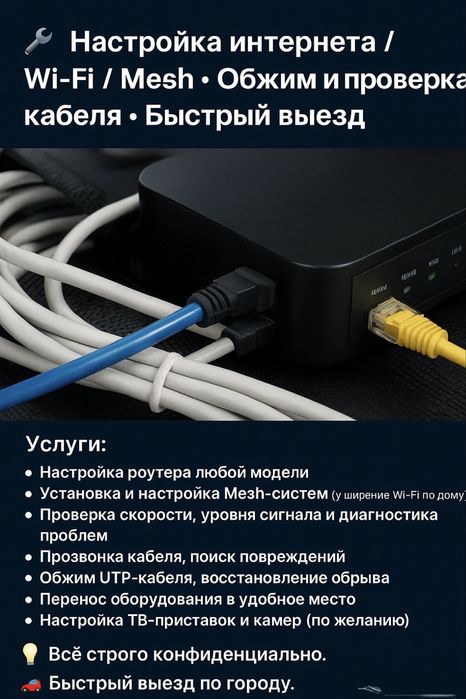 Настройка интернета/ WiFi/ Mesh.Тбжим и прозвонка кабеля . Быстрый вые