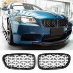 Grile Nari M Diamond BMW F10 F11 Negru Lucios cu Argintiu, Grila Dubla