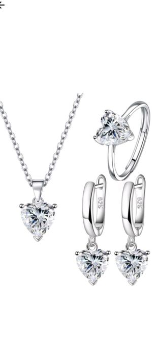 Set bijuterii femei, colier si cercei si inel, S925