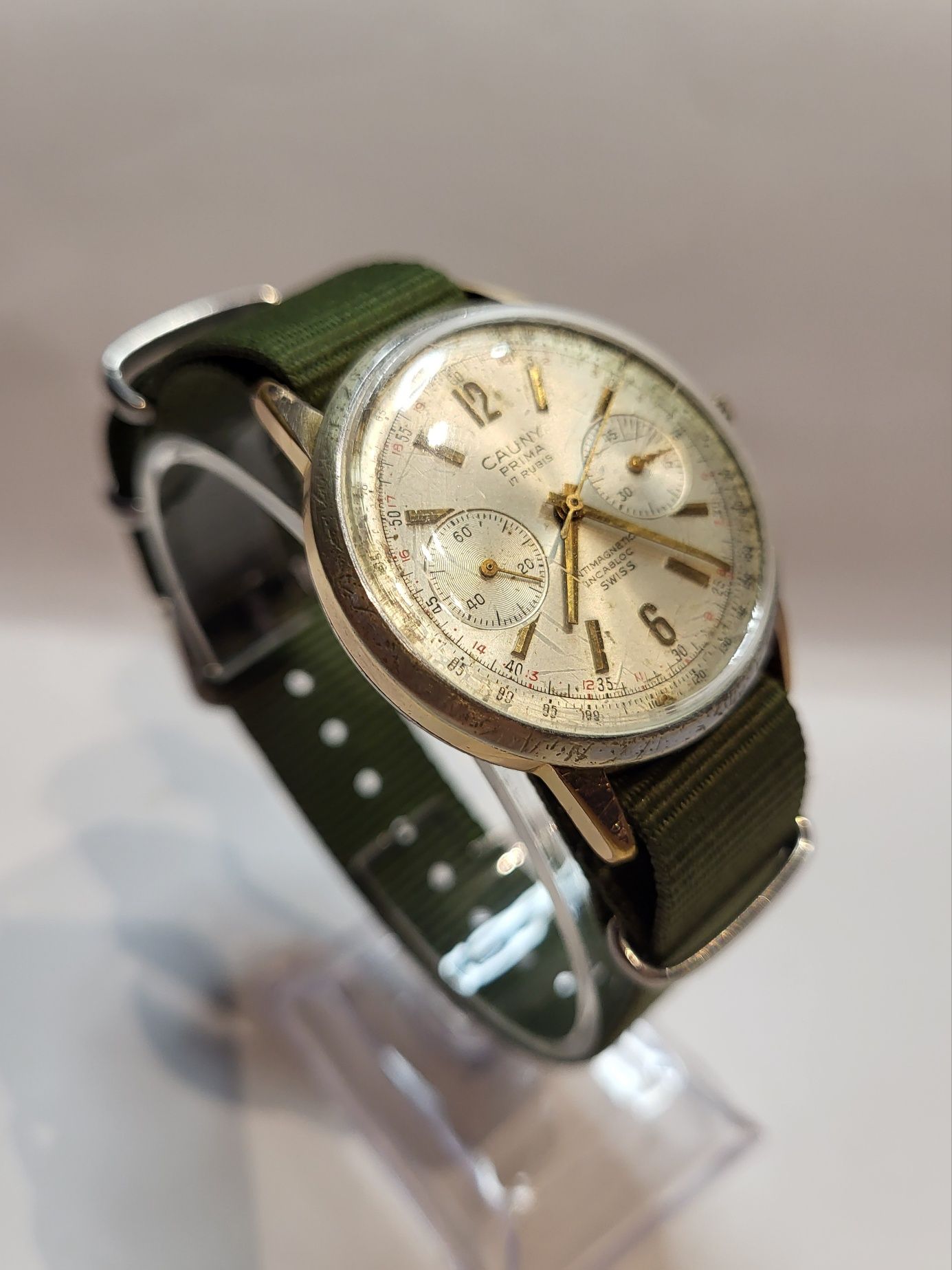 Cauny Prima Chronograph CEAS Ref 3357 Cal. Valjoux 7733 Swiss 1950s