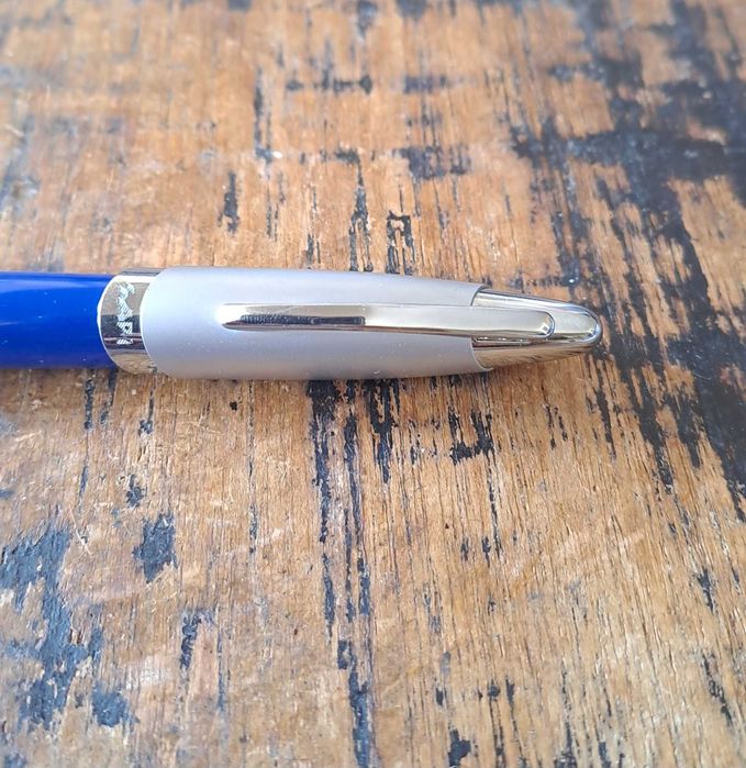 писалка и химикалка Сапи Sapi комплект сребро със синьо Италия в кутия