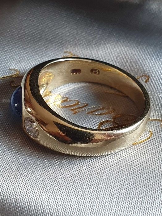 Elegant GYPSY aur cu safir CEYLON si diamante naturale VS