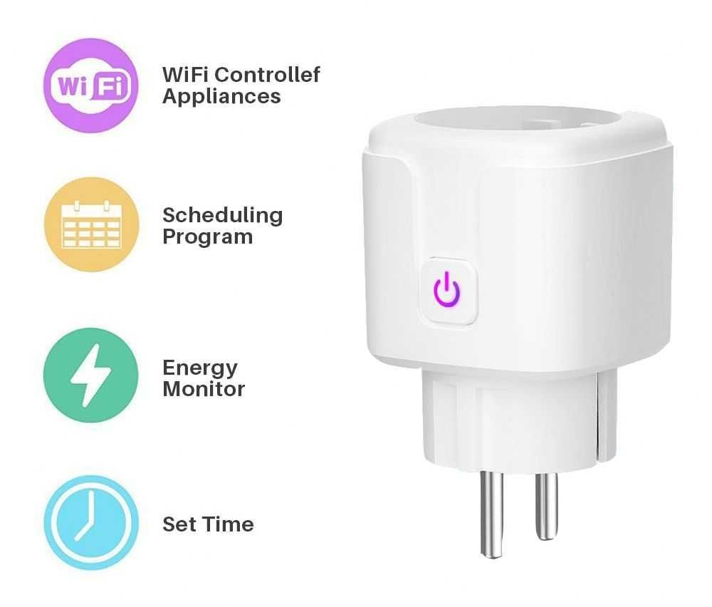 Интелигентен WiFi контакт 20А електромер превключвател смарт ключ реле