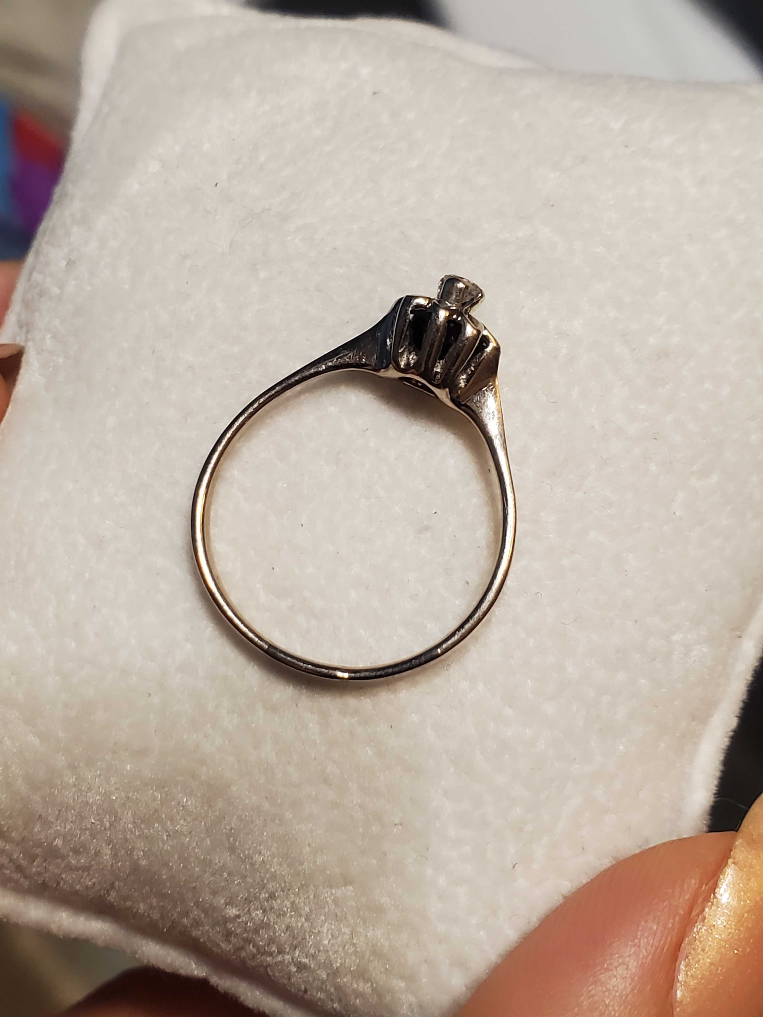 0.10 ct диамант и Паладий винтидж art deco пръстен