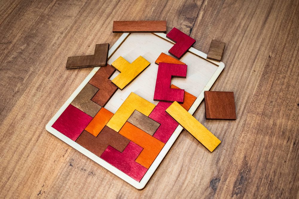 Дървен пъзел "Тетрис"