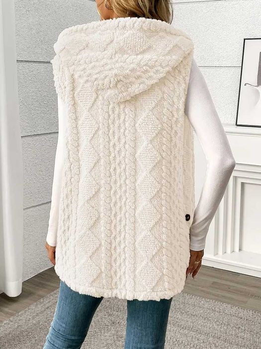 Елегантен Дамски Флисов Елек с Качулка без Ръкави